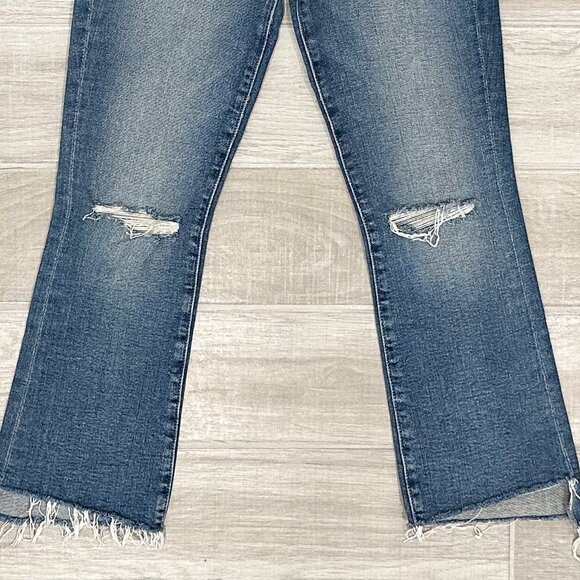 Mother The Insider Crop Step Fray Jeans in Reckless On A Shiny White Vespa Sz 25 - Picture 7 of 16